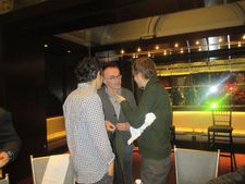 Danny Boyle with Géza Röhrig and László Nemes at the brunch for Steve Jobs